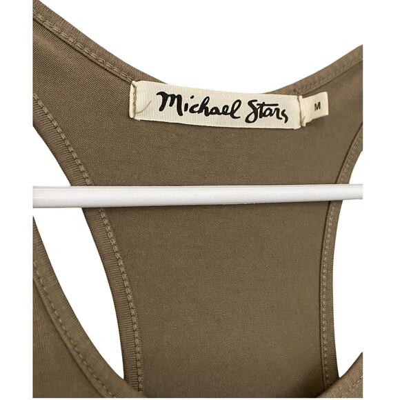 Michael Stars Racerback Midi Dress Medium Olive Green Jersey Tank Dress Neutral - Picture 7 of 10